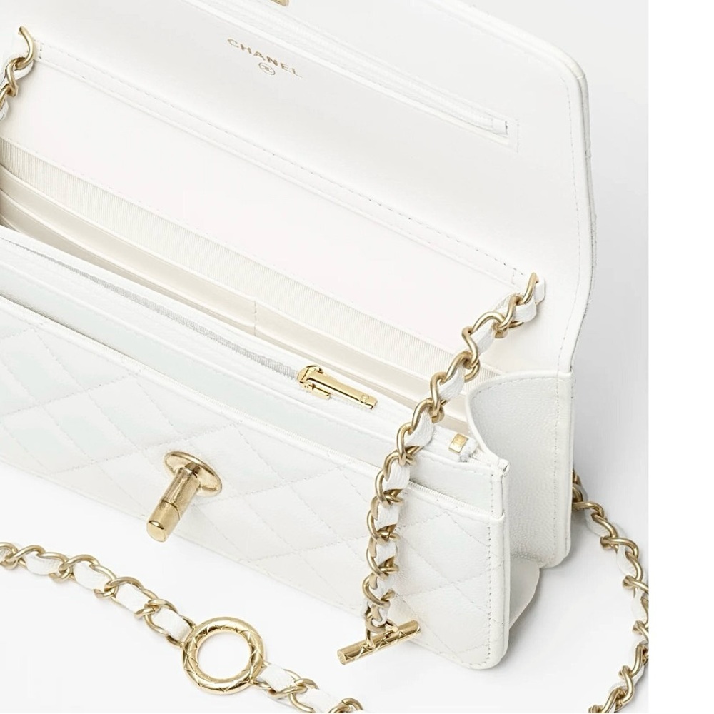 FULL SET - CHANEL 2WAY WOC Pearly White Grained Calfskin & Gold HW (24S) - Picture 3 of 13